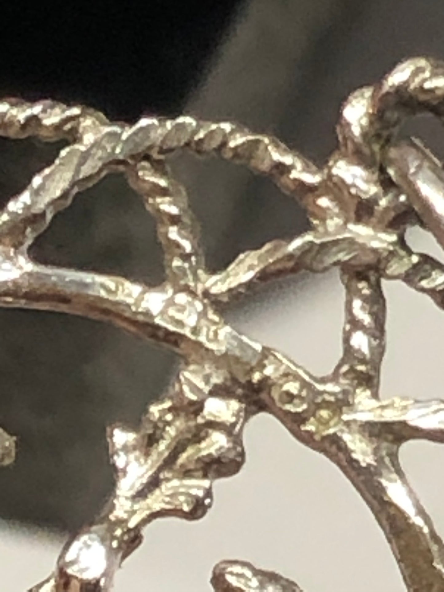 Sterling silver Zodiac Gemini women filigree pendant 1.2"