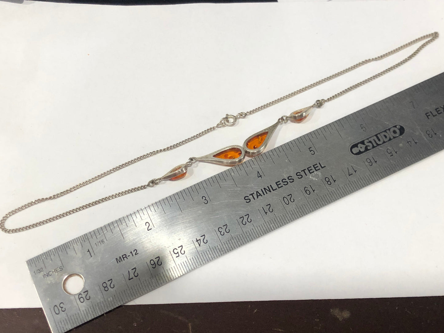 Vintage Amber sterling silver floral Necklace