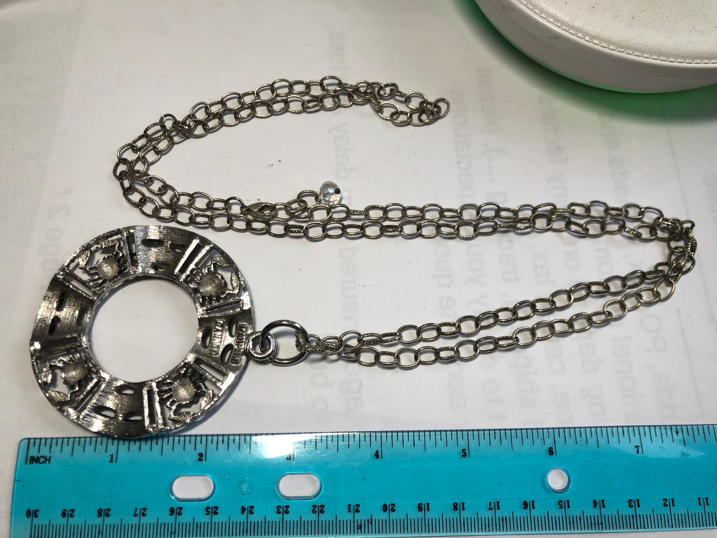 VTG Sarah Coventry Canada Maya or aztec Masks crab round pendant necklace