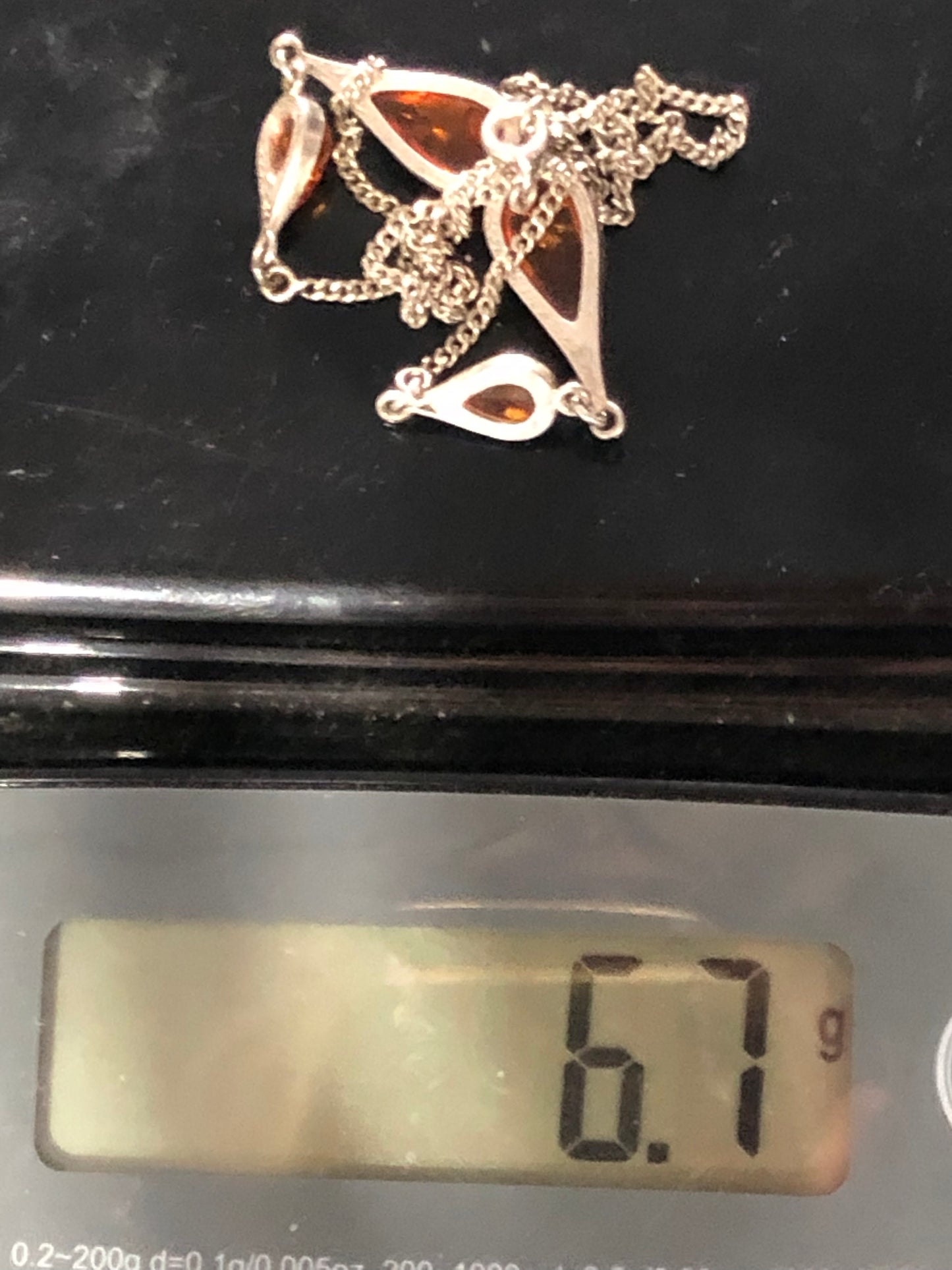 Vintage Amber sterling silver floral Necklace