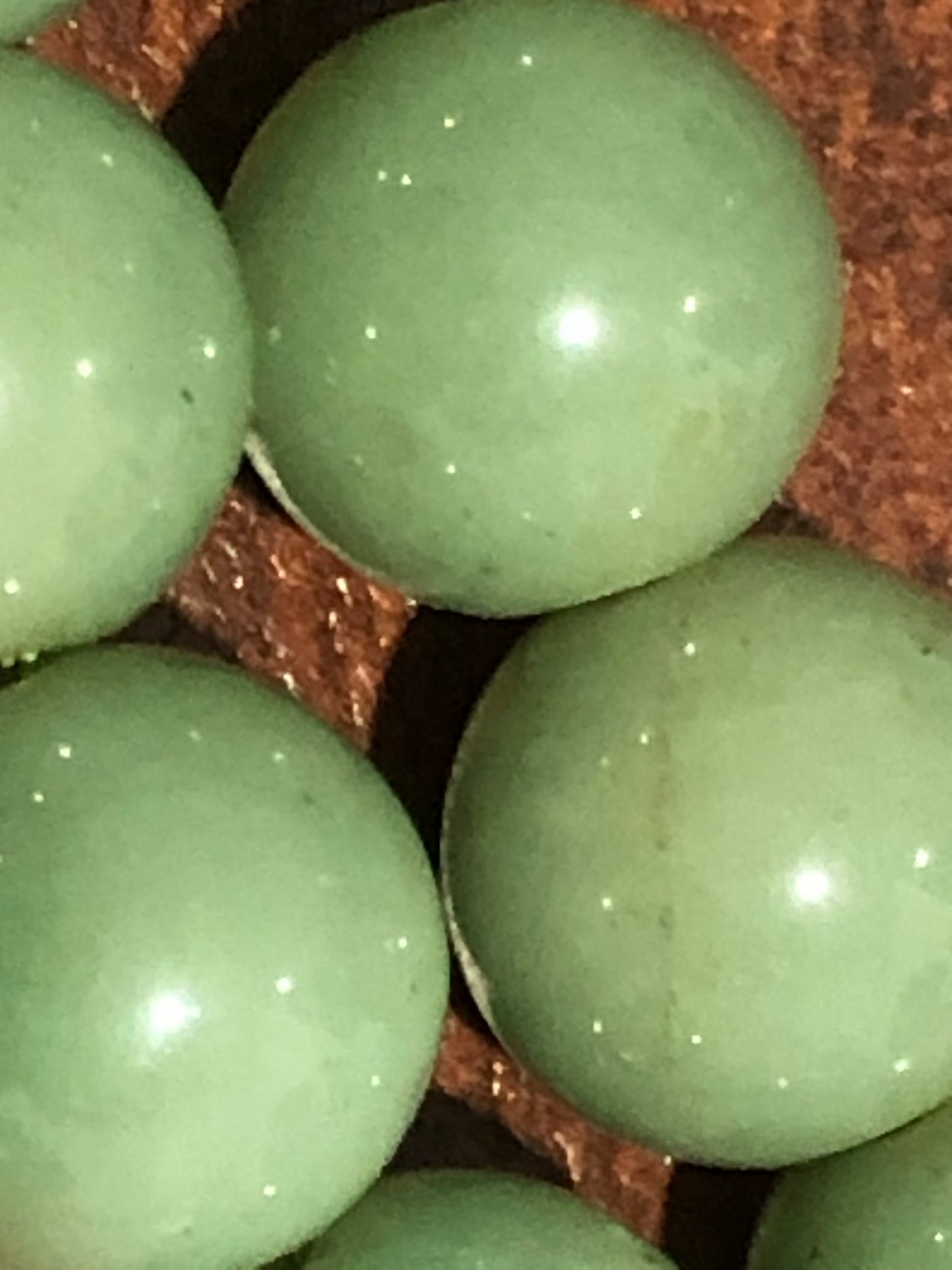 Vintage green jade gemstone bead necklace 27" long