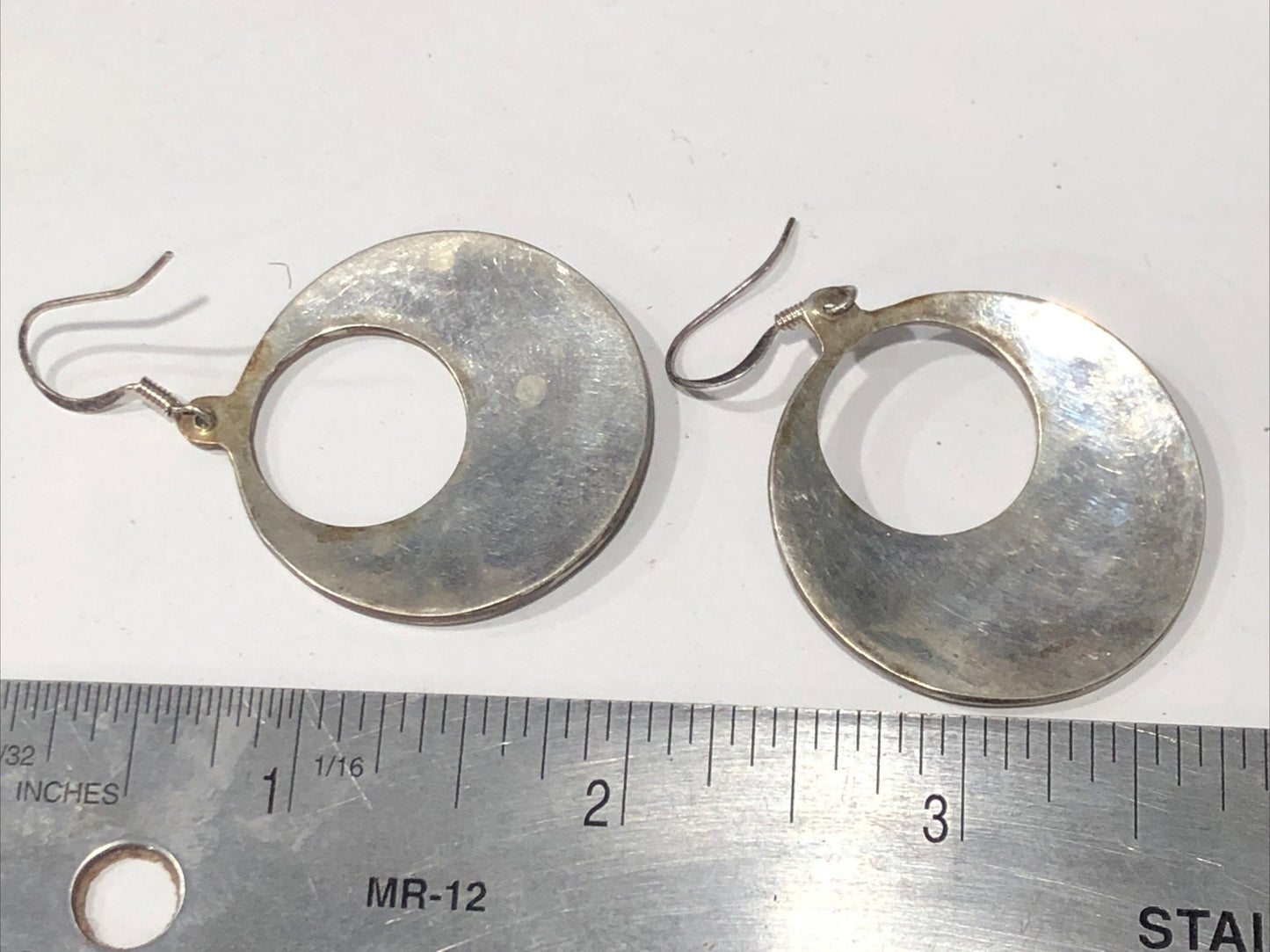 Vintage Abalone dangle Earrings unsigned Mexico silver