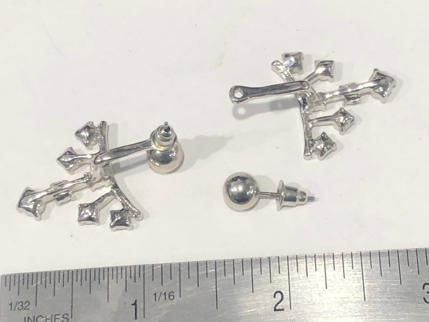 Modern crystal rhinestone stud earrings removable silver tone