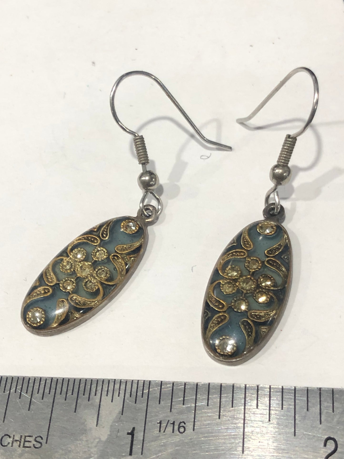 Vintage enamel dangle Earrings Art Deco revival