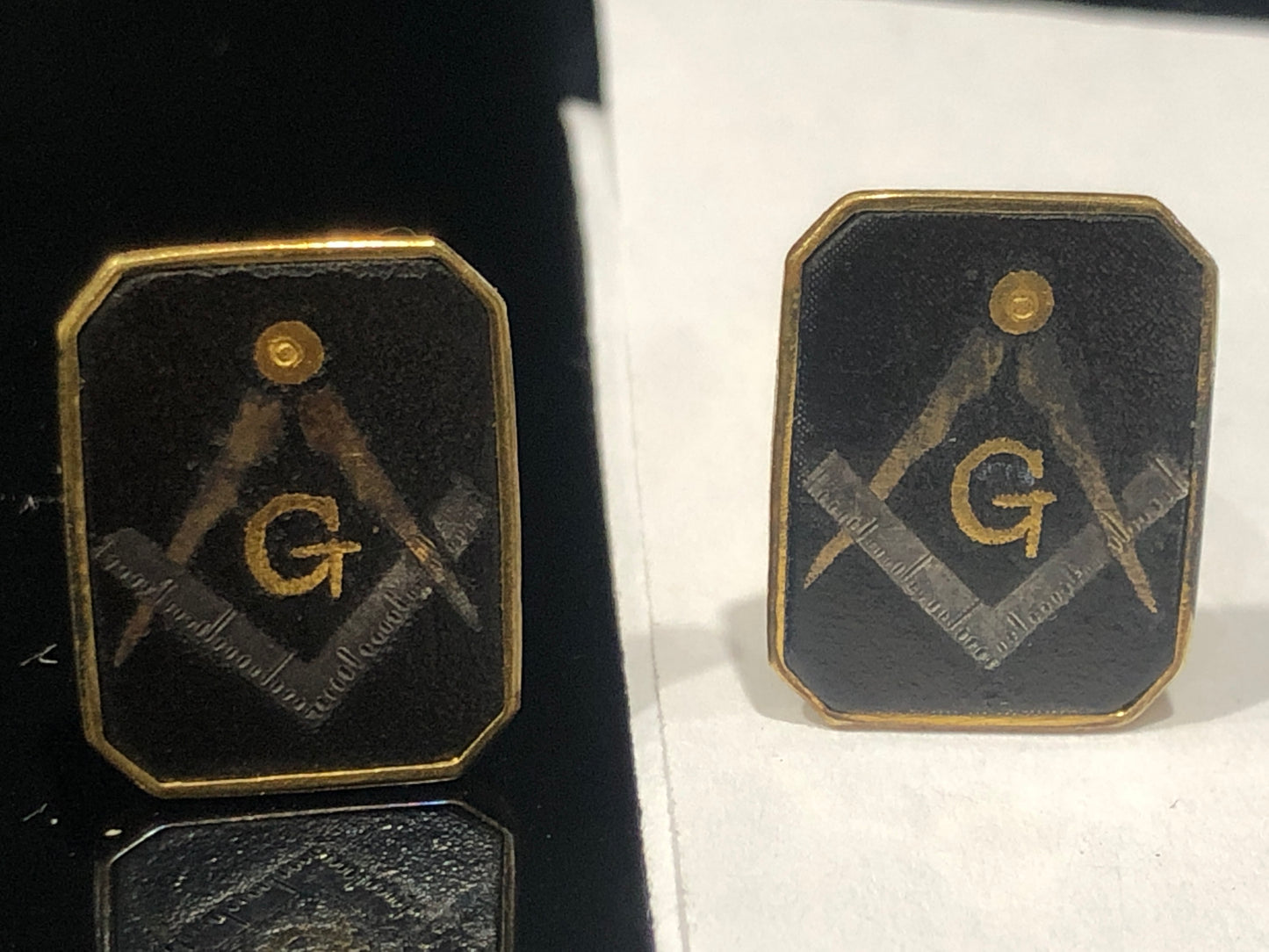 Vintage Masonic damascene cufflinks