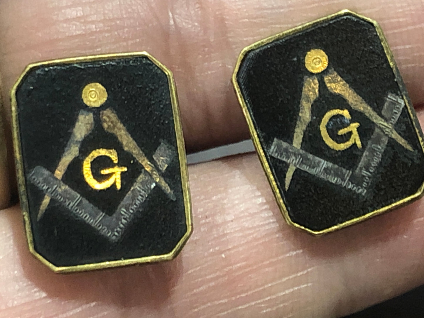 Vintage Masonic damascene cufflinks