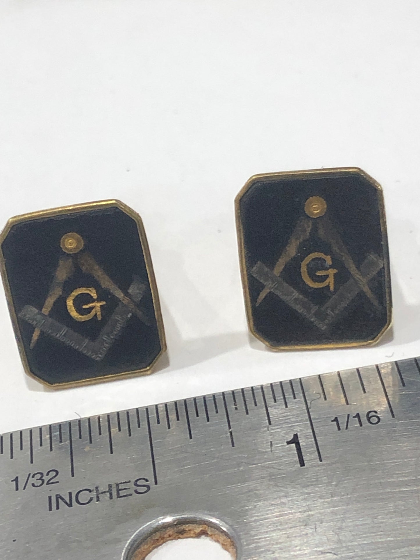 Vintage Masonic damascene cufflinks