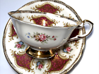PARAGON burgundy square Teacup Saucer China set Appointment To Her Majesty