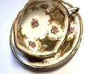 Paragon square share green gold flowers Cup Saucer fine bone China