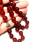 VTG carnelian knotted necklace sterling silver clasp 10mm bead 21”