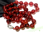 VTG carnelian knotted necklace sterling silver clasp 10mm bead 21”