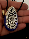 Menegatti Sterling Silver Women with flower Enamel Pendant Picasso Modern Art
