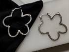 ELLE Sterling Silver 925 flower hoop pierced earrings 1.5"