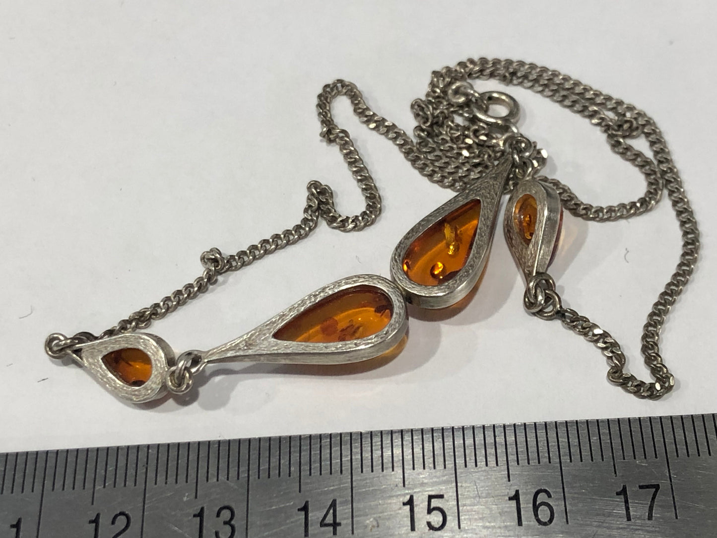 Vintage Amber sterling silver floral Necklace