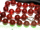 VTG carnelian knotted necklace sterling silver clasp 10mm bead 21”